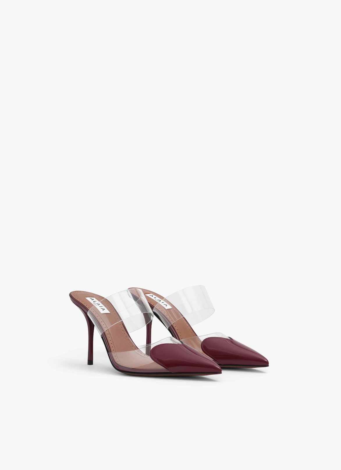 LE CŒUR MULES IN PATENT CALFSKIN ALAÏA GARNET RED LE CŒUR MULES IN PATENT CALFSKIN